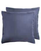 2 Taies d'oreiller en coton Aurora bleues- - 63x63 cm