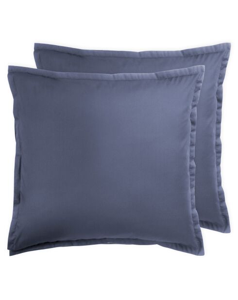 2 Taies d'oreiller en coton Aurora bleues- - 63x63 cm