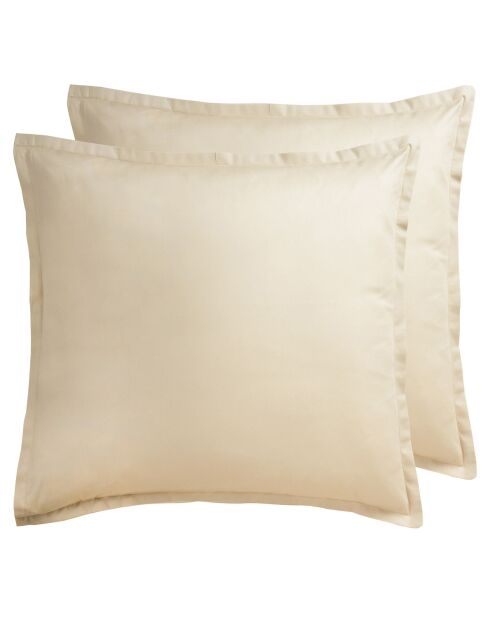 2 Taies d'oreiller en coton Aurora beiges- - 63x63 cm
