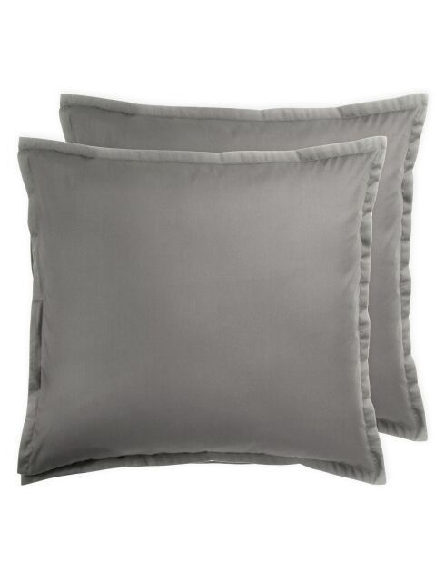 2 Taies d'oreiller en coton Aurora grises- - 63x63 cm