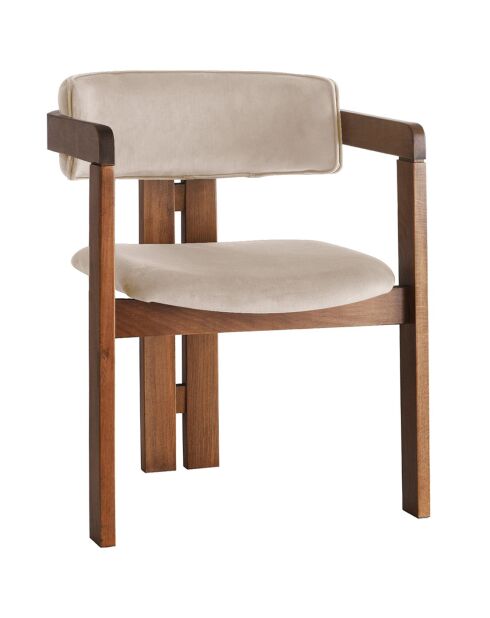 Chaise CO noyer/beige - 58x76x49 cm