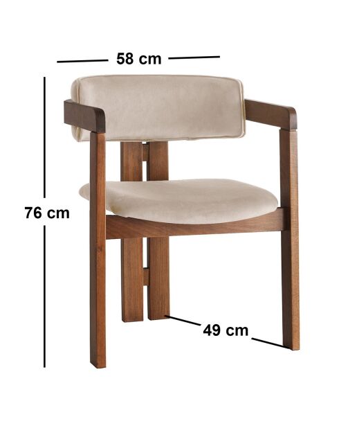 Chaise CO noyer/beige - 58x76x49 cm