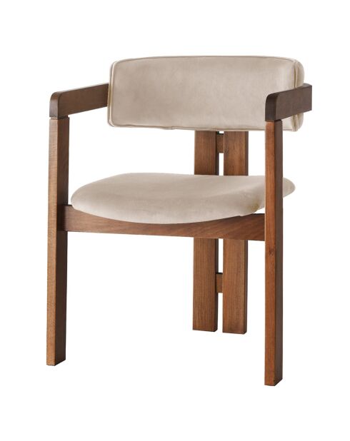 Chaise CO noyer/beige - 58x76x49 cm