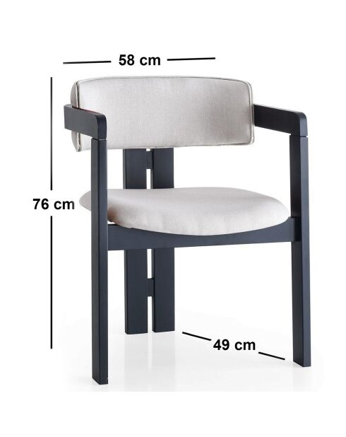 Chaise CO crème/noir - 58x76x49 cm