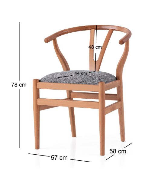 Chaise Magma chêne/bleu clair - 57x78x58 cm