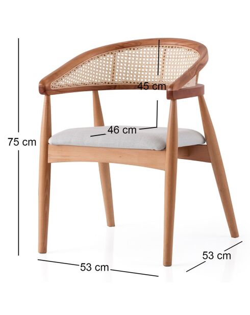 Chaise Atlas chêne/crème - 53x75x53 cm