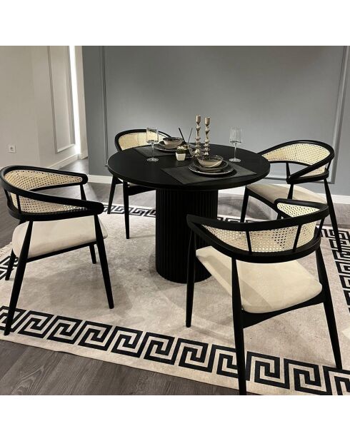 Tableà manger + 4 Chaises Moon noir/blanc