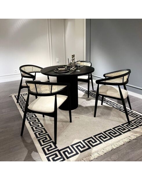 Tableà manger + 4 Chaises Moon noir/blanc