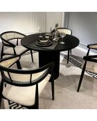Tableà manger + 4 Chaises Moon noir/blanc