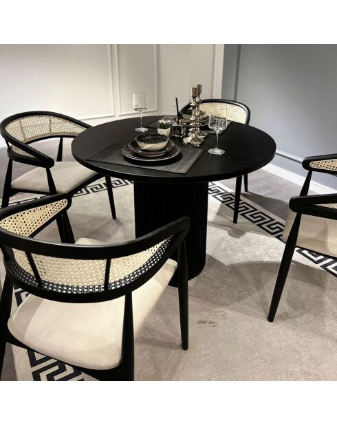 Tableà manger + 4 Chaises Moon noir/blanc