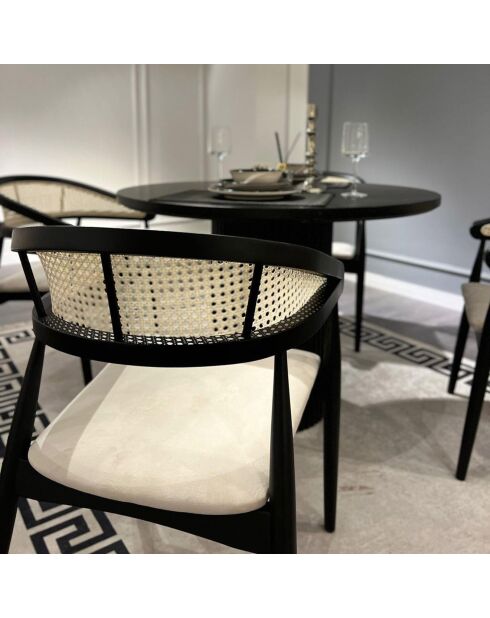 Tableà manger + 4 Chaises Moon noir/blanc
