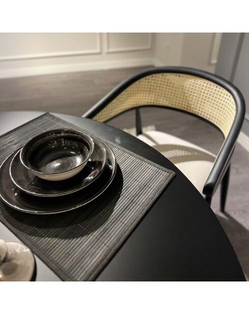 Tableà manger + 4 Chaises Moon noir/blanc