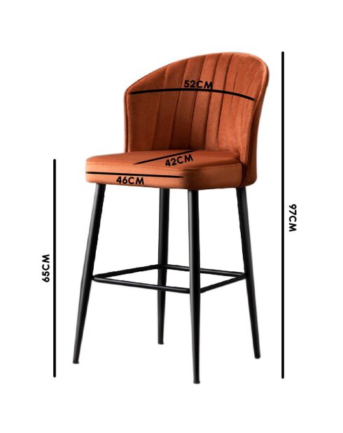 4 Tabourets de bar Rubi noirs - 52x97x42 cm