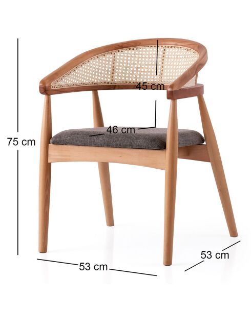 Chaise Atlas chêne/marron clair - 53x75x53 cm