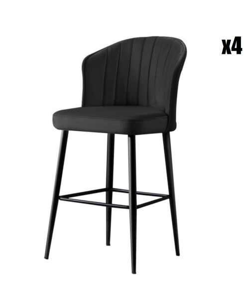 4 Tabourets de bar Rubi noirs - 52x97x42 cm