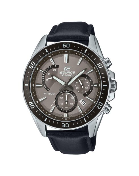 Montre Homme Edifice en Cuir noire