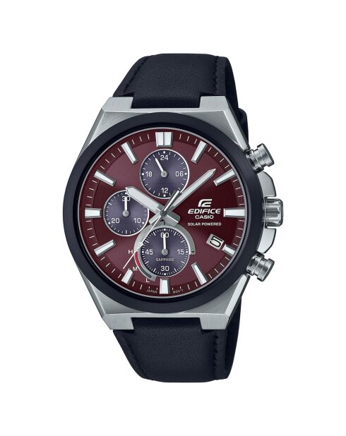 Montre Homme Edifice en Cuir noire
