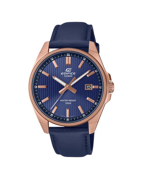 Montre Homme Edifice en Cuir bleue