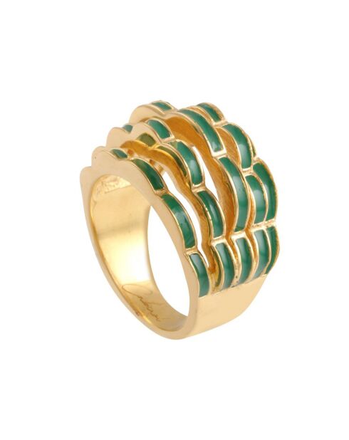Bague Flower Power en plaqué Or laquée sapin