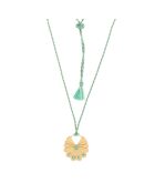 Pendentif Luck en plaqué Or gravé laqué menthe