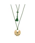 Pendentif Luck en plaqué Or gravé laqué sapin