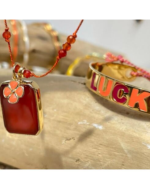 Bracelet Luck en plaqué Or laqué rose/corail