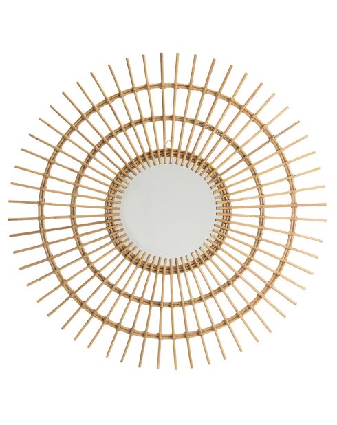 Miroir rond modèle soleil en rotin kally miel - D.100 cm