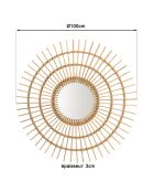 Miroir rond modèle soleil en rotin kally miel - D.100 cm