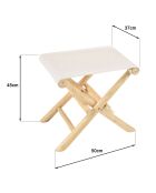 Tabouret pliant en branches de teck assise tissu will naturel - 50x37x45 cm