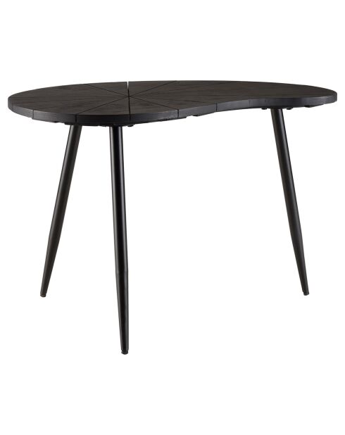 Table d'appoint ovoïde plateau texturé pieds fer james noir - 69x42x47 cm