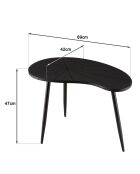 Table d'appoint ovoïde plateau texturé pieds fer james noir - 69x42x47 cm