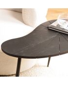 Table d'appoint ovoïde plateau texturé pieds fer james noir - 69x42x47 cm