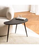 Table d'appoint ovoïde plateau texturé pieds fer james noir - 69x42x47 cm