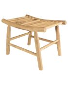 Tabouret en branches de teck assise ajourée will naturel - 60x45x46 cm