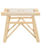 Tabouret en branches de teck assise en macramé will naturel - 55x35x46 cm