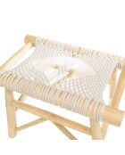 Tabouret en branches de teck assise en macramé will naturel - 55x35x46 cm