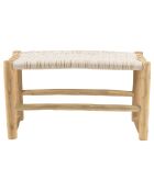 Banc en branches de teck assise en macramé will naturel - 80x36x46 cm