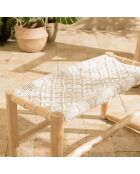 Banc en branches de teck assise en macramé will naturel - 80x36x46 cm