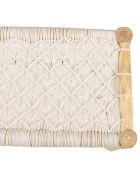 Banc en branches de teck assise en macramé will naturel - 80x36x46 cm