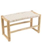 Banc en branches de teck assise en macramé will naturel - 80x36x46 cm