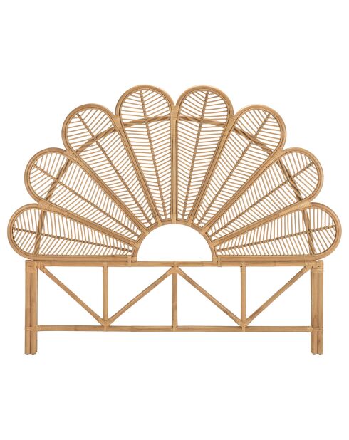 Tête de lit demi-lune fleur rotin kally miel - 180x6x146 cm
