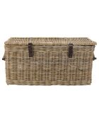 Coffre de rangement en kubu naturel  kally marron - 101x52x49 cm