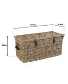 Coffre de rangement en kubu naturel  kally marron - 101x52x49 cm