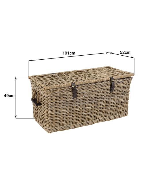 Coffre de rangement en kubu naturel  kally marron - 101x52x49 cm