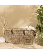 Coffre de rangement en kubu naturel  kally marron - 101x52x49 cm