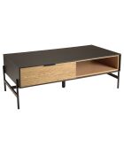 Table basse Pin pieds métal Charlie noir/bois - 124x60x43 cm