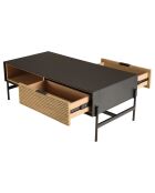 Table basse Pin pieds métal Charlie noir/bois - 124x60x43 cm