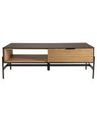 Table basse Pin pieds métal Charlie noir/bois - 124x60x43 cm