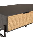 Table basse Pin pieds métal Charlie noir/bois - 124x60x43 cm