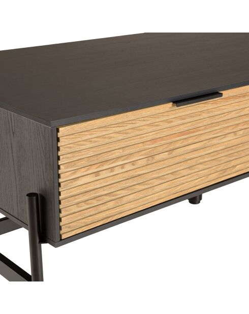 Table basse Pin pieds métal Charlie noir/bois - 124x60x43 cm